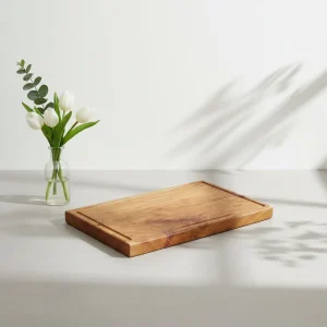 Neem Wood Chopping Board with Juice Groove 10×16×1 Inch – Wooden Cutting Board